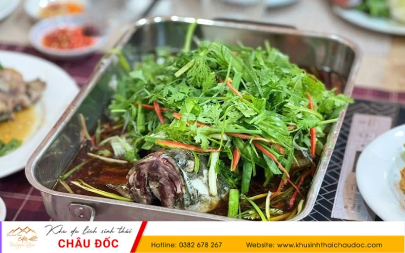 Ẩm thực tại Khu sinh thái Châu Đốc Cá bống mú hấp Hồng Kông
