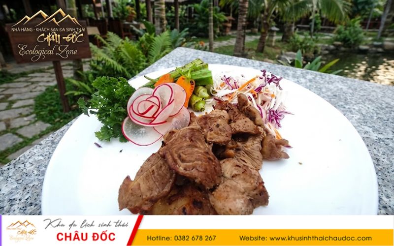 Ẩm thực tại Khu sinh thái Châu Đốc Bò nướng mọi