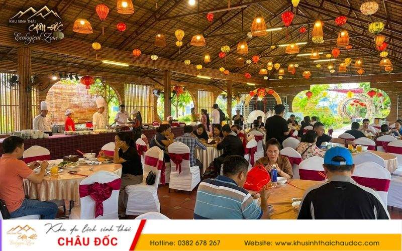 Không gian ẩm thực kết hợp giải trí trọn gói tại dịch vụ khu vui chơi Khu sinh thái Châu Đốc