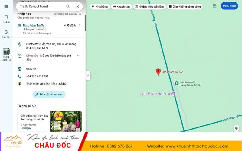 Tọa độ của rừng tràm Trà Sư
